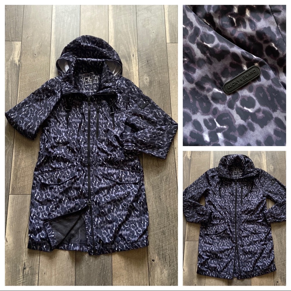 Lucky Brand Premium Performance Waterproof Leopard Soft Shell Long Anorak